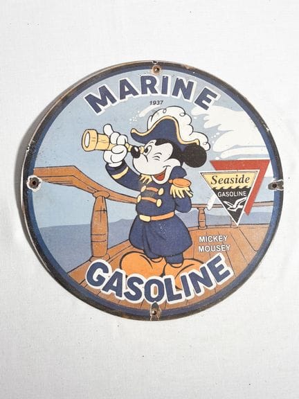 Placa esmaltada redonda «Marine Gasoline»
con «Mik
