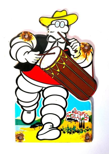 Placa esmaltada de Michelin con motivos regionales