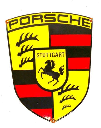 Placa esmaltada, Porsche 
Dimensiones: 45 × 35 cm 