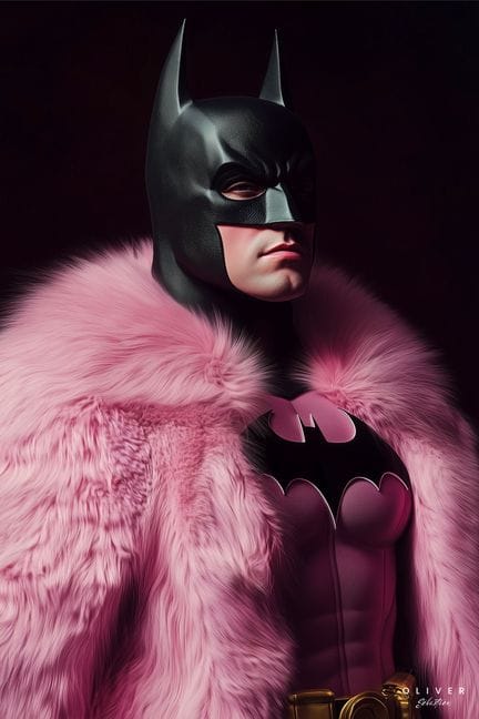 Sébastien OLIVER - Pink Batman - Impresión sobre p