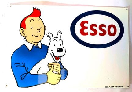 Placa esmaltada, Esso Tintín 
Dimensiones: 40 × 60