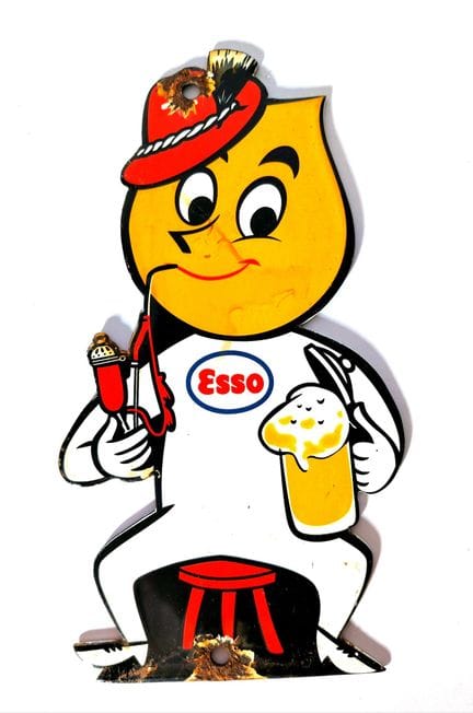 Placa esmaltada, gota de aceite Esso 
Dimensiones: