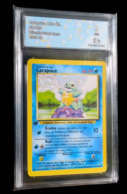 Carte Pokémon gradée Carapuce 1ère Éd. (63/102) – 