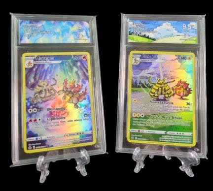 Réunion de 2 cartes Pokémon gradées :
- Élekable G