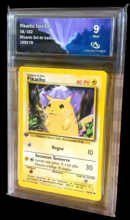Carte Pokémon gradée Pikachu 1re Éd. 58/102 – Coll