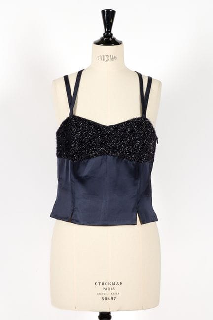 LOUIS FÉRAUD, Set.
Top a corsetto in raso di seta 