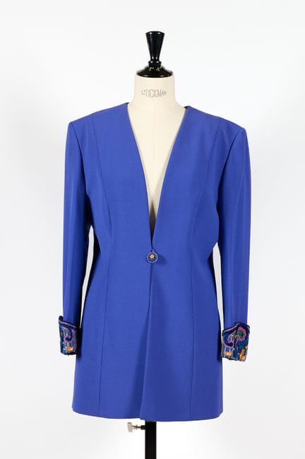 LOUIS FÉRAUD, Set. 
Giacca in crêpe di lana blu ol