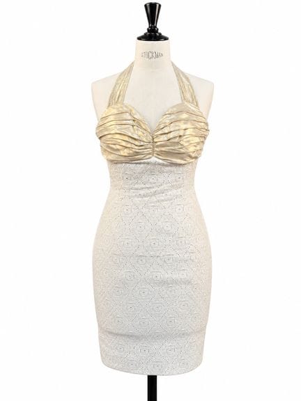 LOUIS FERAUD
Abito tubino in jacquard écru con mot