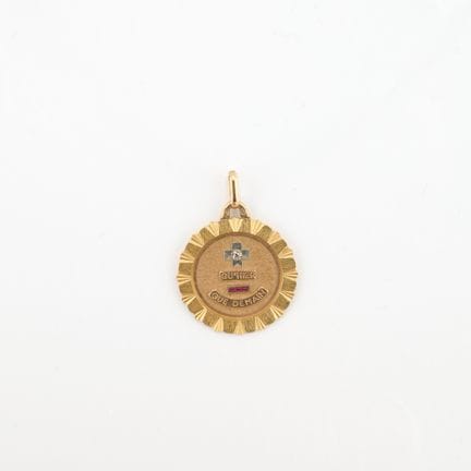 AUGIS. 
Runde, weltliche Medaille aus 18 Karat Gel