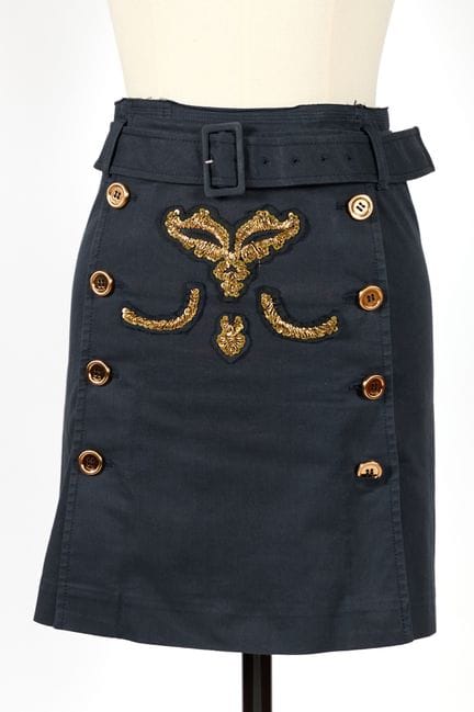 PRADA. 
Gonna a portafoglio in tela di cotone blu 