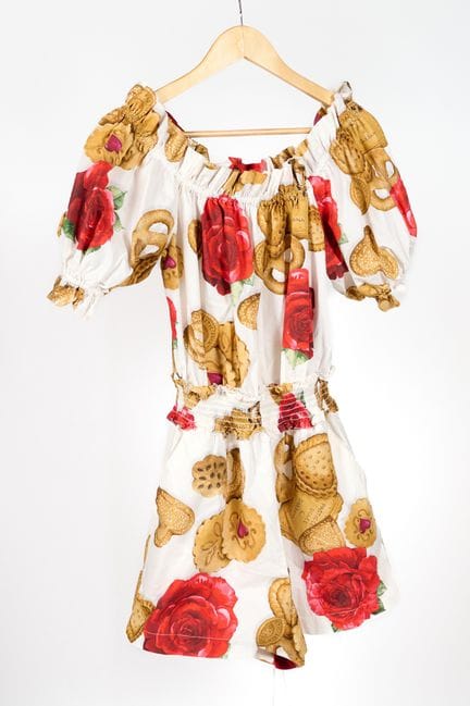 DOLCE &amp; GABBANA. 
Tuta corta in cotone stampat