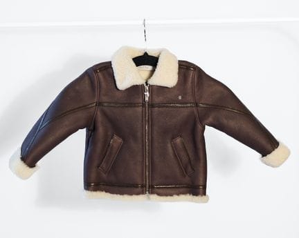 BABY DIOR. 
Bomber in pelle e lana. 
18 mesi 
Vien
