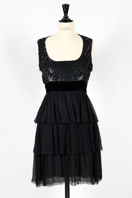 GIVENCHY. 
Abito da sera corto nero, corpetto con 