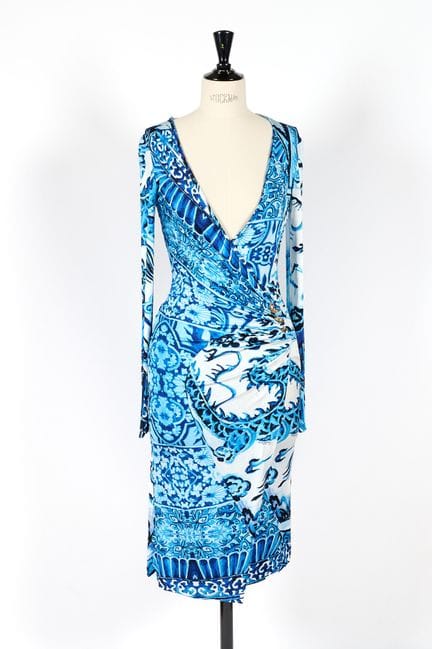ROBERTO CAVALLI. 
Abito di media lunghezza drappeg