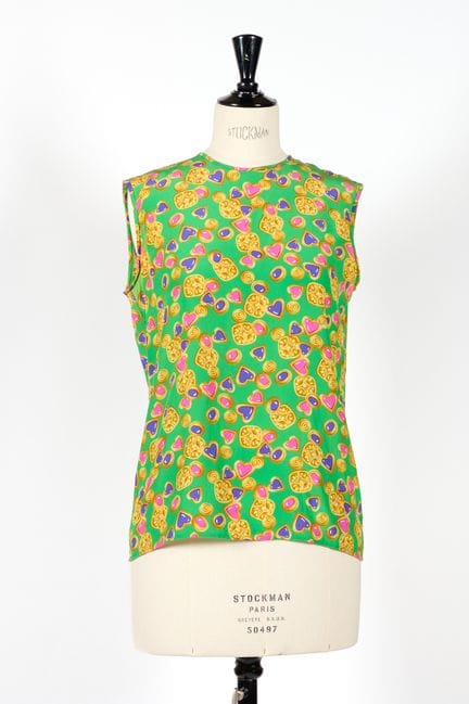 YVES SAINT LAURENT. 
Canotta morbida in seta con s