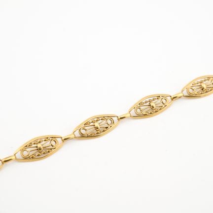 Bracciale con maglie ovali traforate in oro giallo