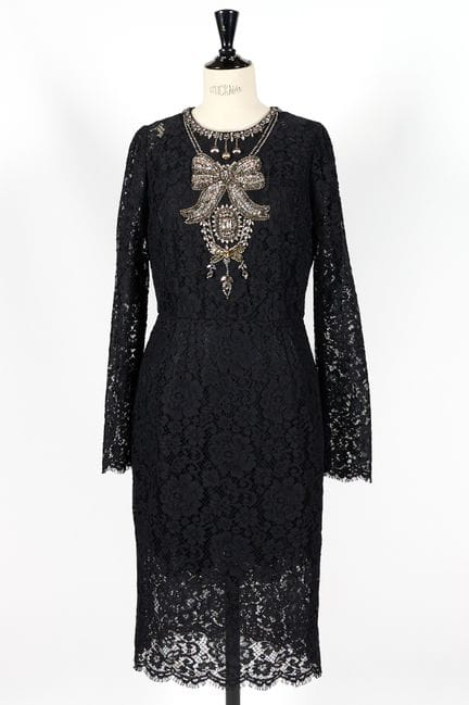 DOLCE &amp; GABBANA. 
Abito da sera in pizzo nero,