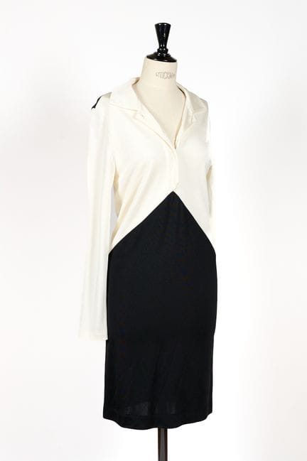 BALENCIAGA. 
Abito bicolore nero e bianco al ginoc