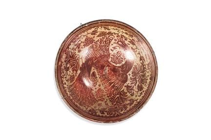 Assiette creuse en céramique à reflets métalliques