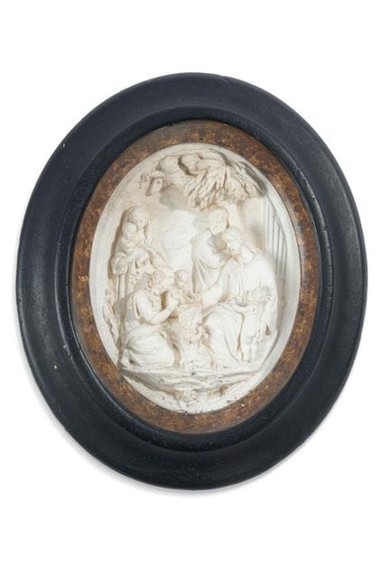 « Bas-relief ovale en pierre représentant le Chris