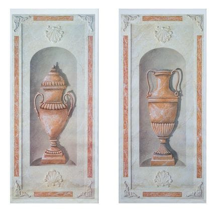 Paire de gravures représentant des motifs classiqu