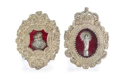 Lot de deux plaques de dévotion avec des cadres en