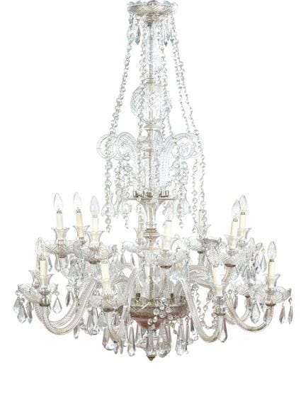 Grande lampe en cristal de La Granja à seize branc
