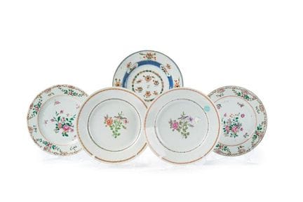5er-Set Porzellanteller aus China, Rosa-Familie, Q