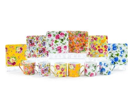 Lot de 6 tasses à café en porcelaine émaillée, orn