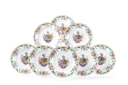 8-teiliges Porzellanteller-Set von Samsom, 19. Jah