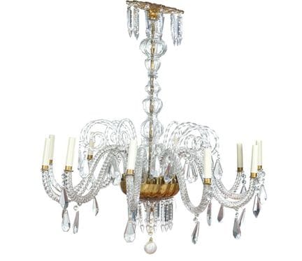 Lustre de ferme à dix branches en cristal taillé, 