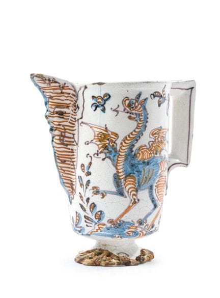 Cruche à bec en céramique émaillée de Talavera de 