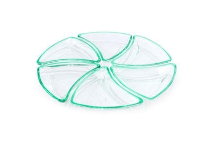 Ensemble moderne de 8 demi-lunes en verre vert tra