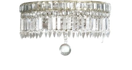Ceiling lamp made of cut glass, decorated with fac