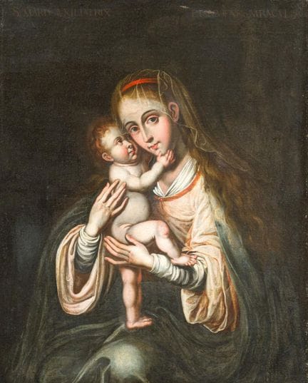 ÉCOLE D'OMBRE. XVIIe siècle. « La Vierge à l'Enfan
