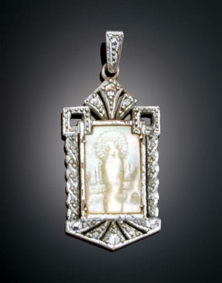 SILVER AND MOTHER-OF-PEARL VIRGEN DEL PILAR PENDAN