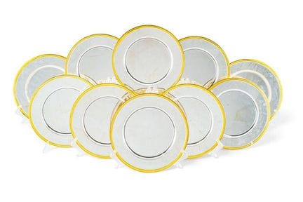 Elegant set of 10 round silver-plated underplates 