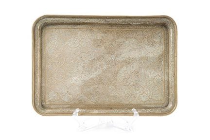 Moroccan tray made of gold-plated metal with engra