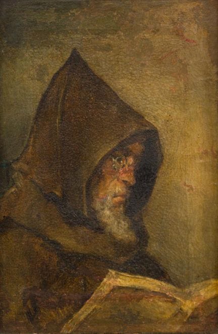SPANISH SCHOOL. 20th century 

"Head of Franciscan