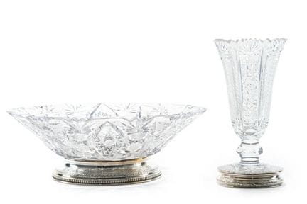 A set of molded and wheel-carved glass pieces cons