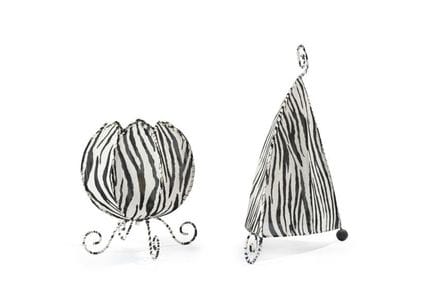 Pair of table lamps with linen shades and animal p