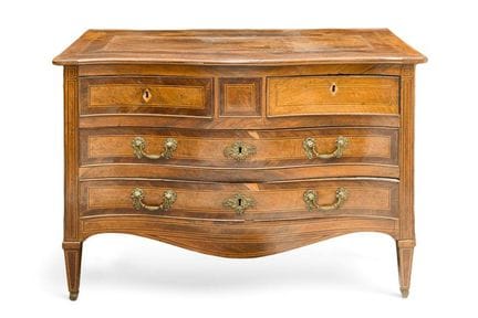 Eclectic-style chest of drawers made of carved wal