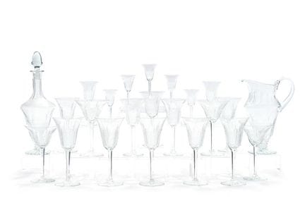 6-piece glassware set in molded and wheel-cut glas