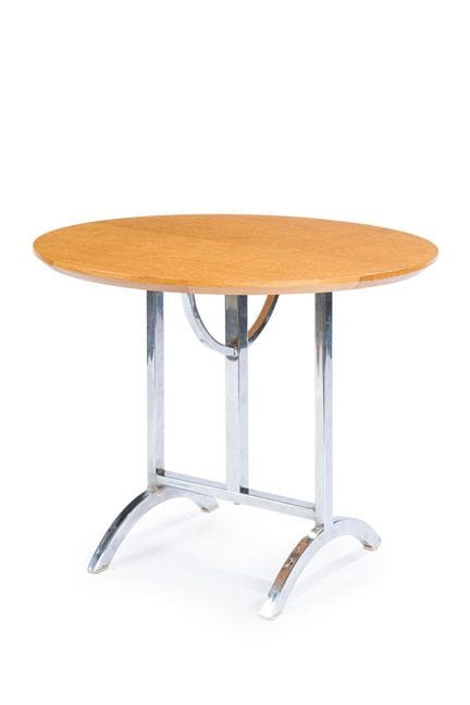 PHILIPPE HUREL 
Wooden side table with chrome-plat
