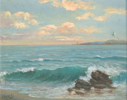 20TH-CENTURY SPANISH SCHOOL

"Seascape."
Oil on ca