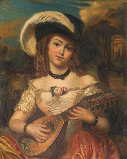 ENGLISH SCHOOL. 19th century

"Lady Playing the Lu