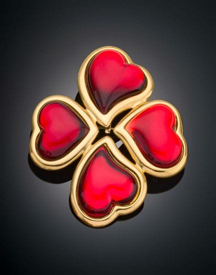 VINTAGE BROOCH WITH FOUR RESIN HEARTS BY YVES SAIN
