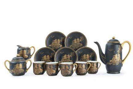 Kaffeeservice für 6 Personen aus japanischem Kutan