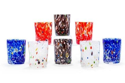 Set aus 8 hohen Gläsern aus mehrfarbigem, mundgebl