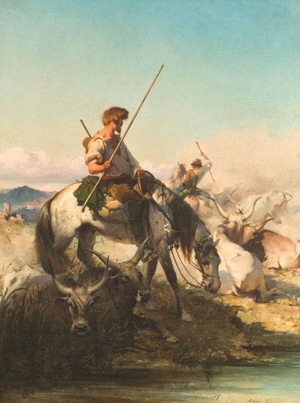 FRENCH SCHOOL. 19th century

"Equestrian Scene."
O